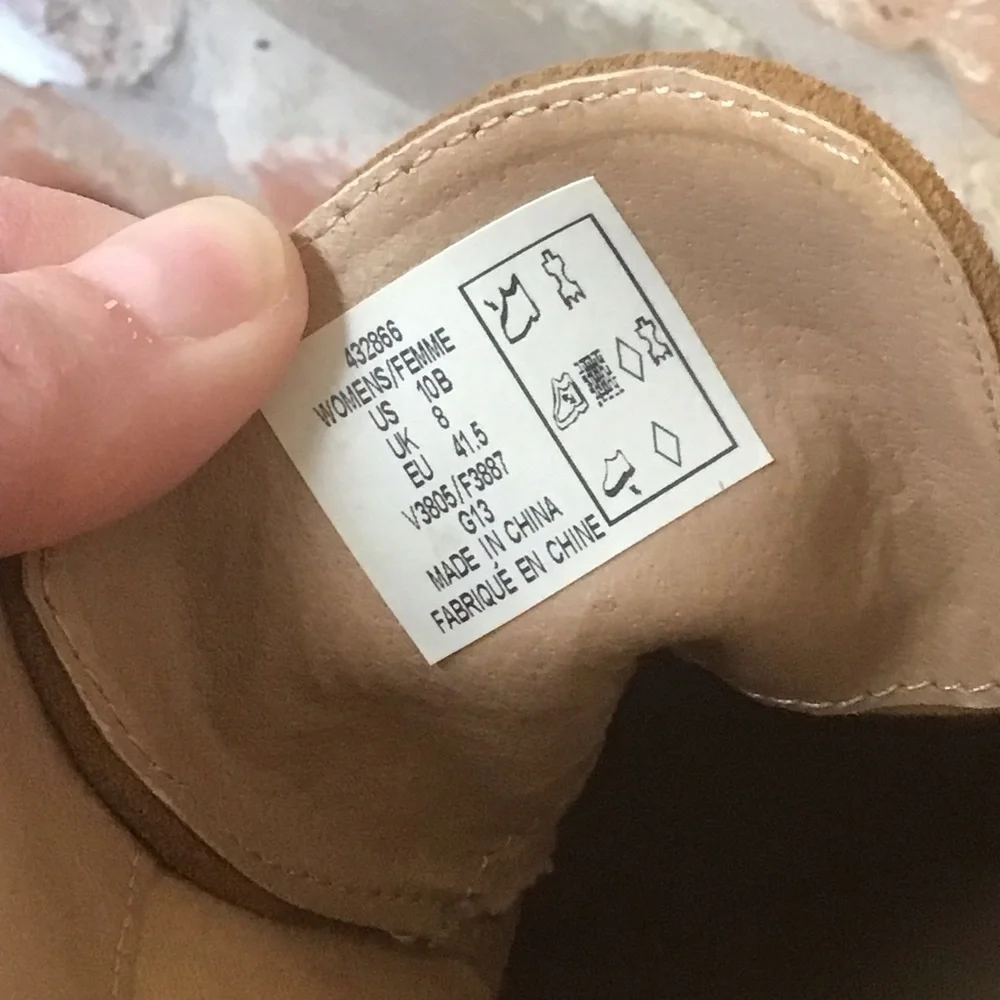 LANDS’ END Women’s Tan Suede Leather Wingtip Tassels Ankle Booties Boots 10